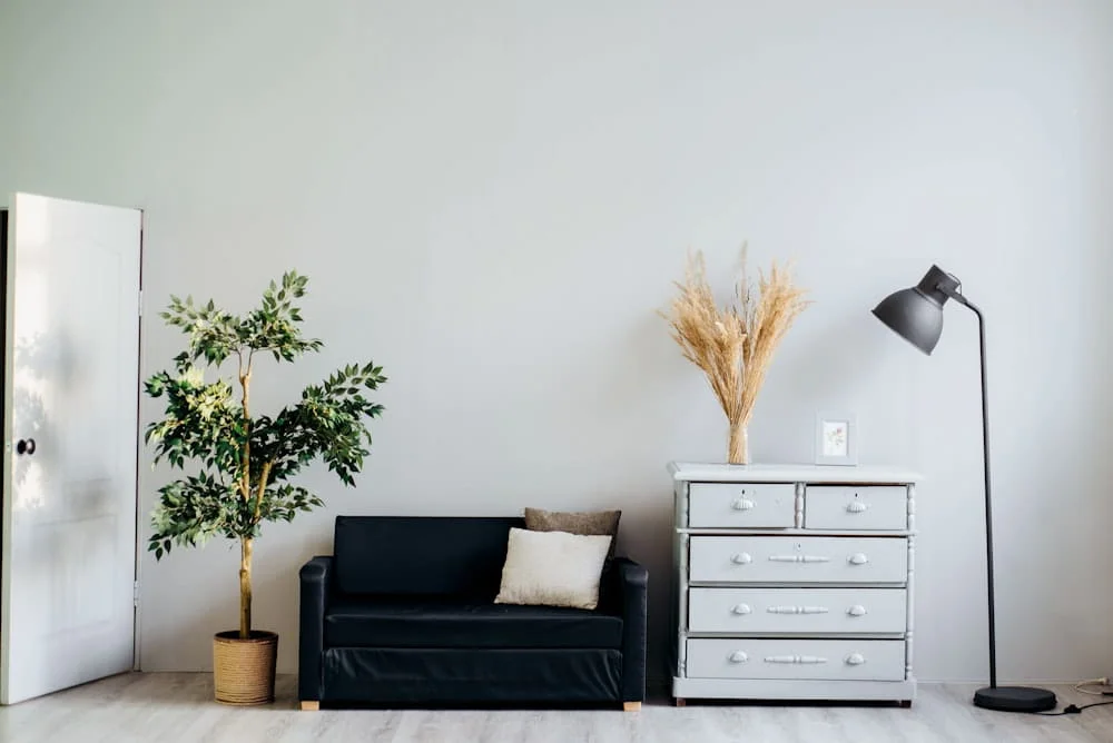 Salón luminoso y minimalista